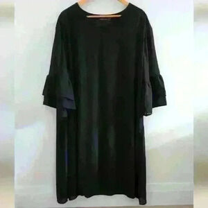 CELKUSER | Women's Black Lined V-Neck 3/4 Length Tiered Ruffle Sleeve Mi…